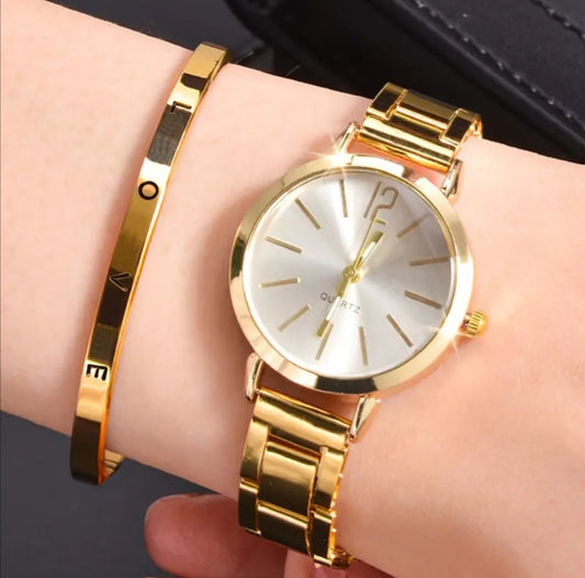 Quartz® COMBO RELOJ + PULSERA LUXURY PARA MUJERES✨