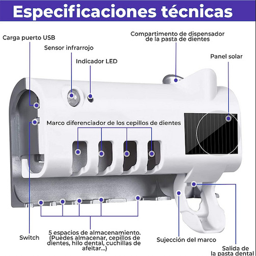 PORTA CEPILLOS CON DISPENSADOR DE CREMA DENTAL™🦠