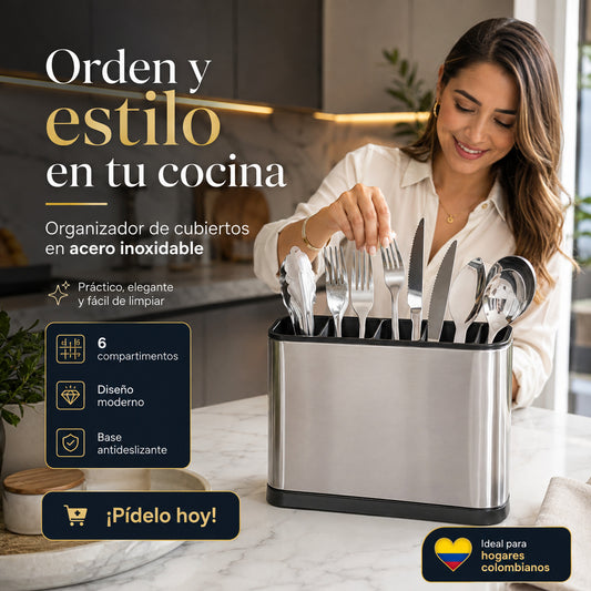 ORGANIZADOR DE CUBIERTOS DE ACERO INOXIDABLE™🏠