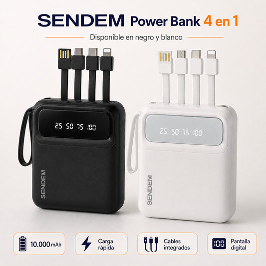 SENDEM® Power Bank 4 en 1 Carga Rápida 10.000mAh📲✨